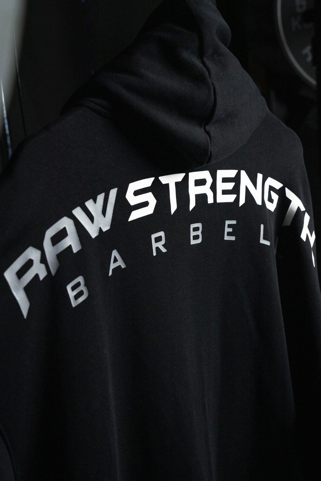 RAW STRENGTH BARBELL UNISEX JET BLACK OVERSIZED ZIP HOODIE