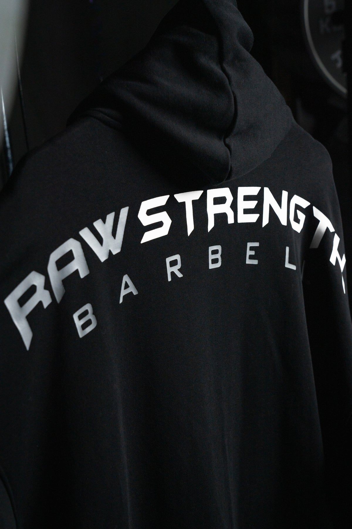 RAW STRENGTH BARBELL UNISEX JET BLACK OVERSIZED ZIP HOODIE
