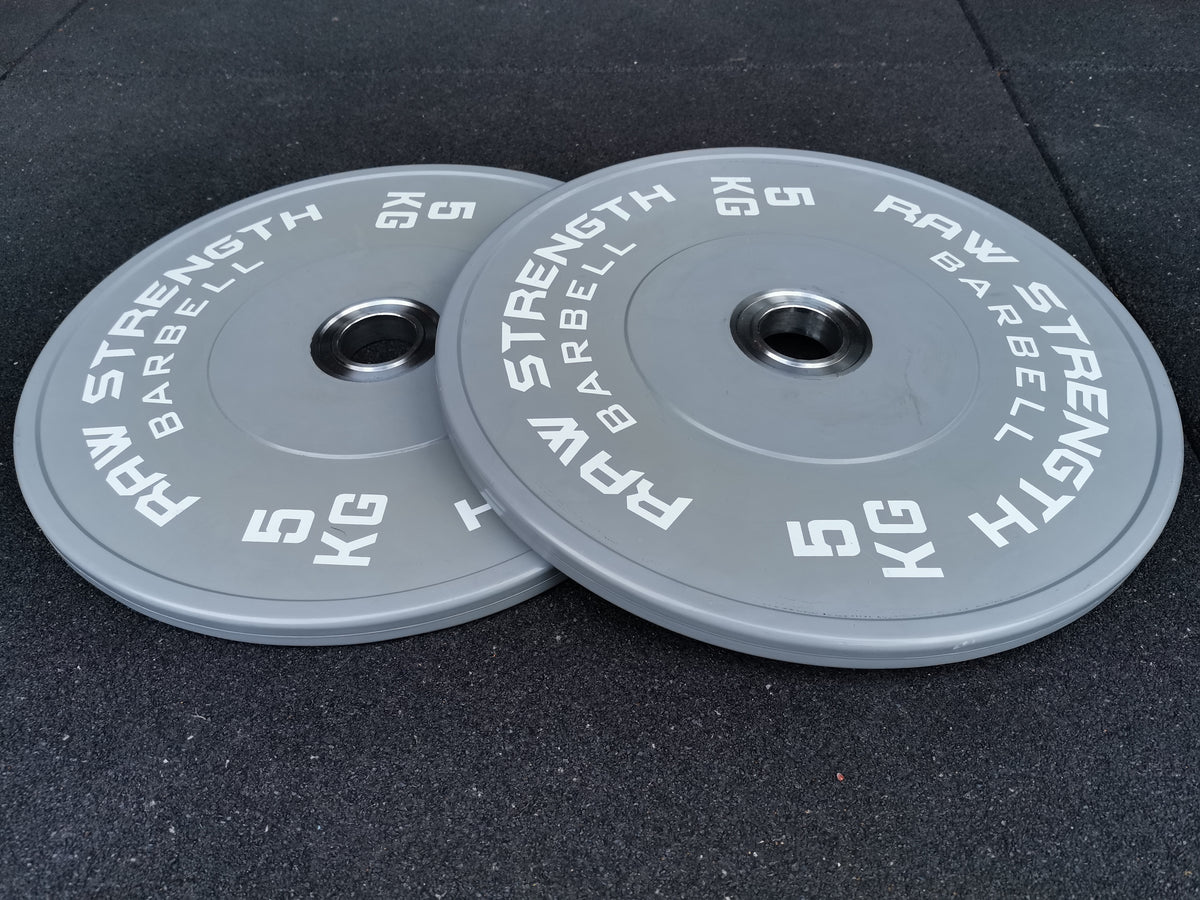 RAW STRENGTH BARBELL PREMIUM COMPETITION GREY COLOUR BUMPER PLATE 5KG (PAIR)