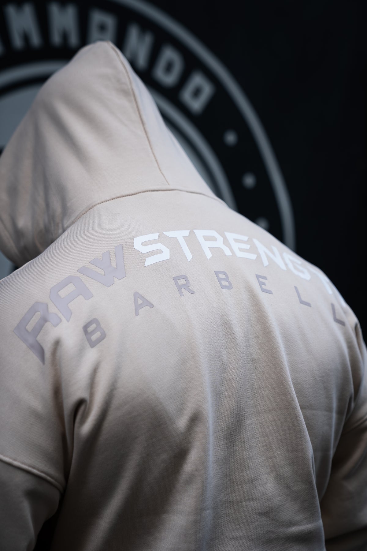 RAW STRENGTH BARBELL UNISEX LATTE BROWN OVERSIZED ZIP HOODIE