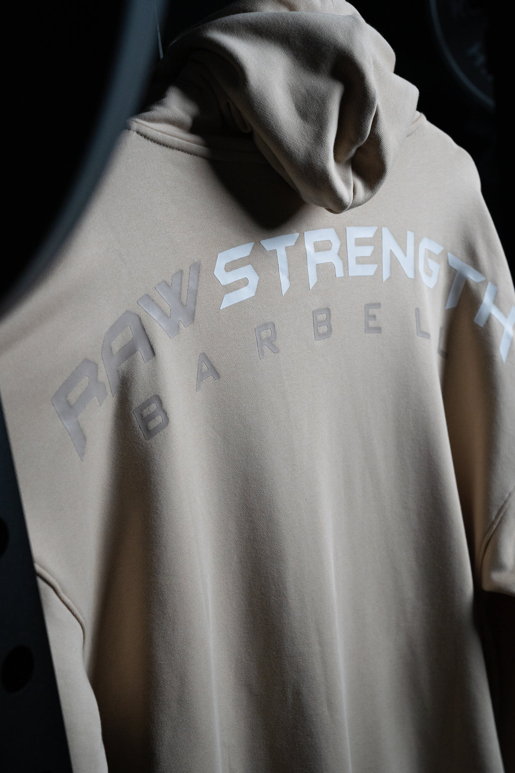 RAW STRENGTH BARBELL UNISEX LATTE BROWN OVERSIZED ZIP HOODIE