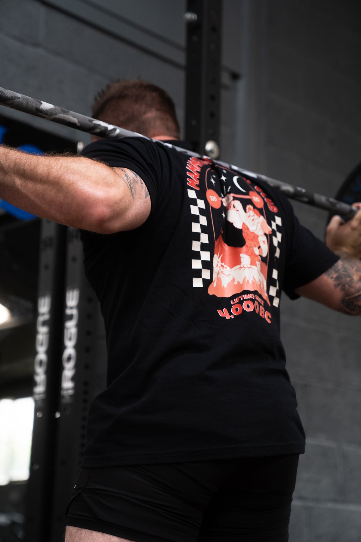 Mammoth x Raw Strength Barbell - Jurassic Tee - Red/Black