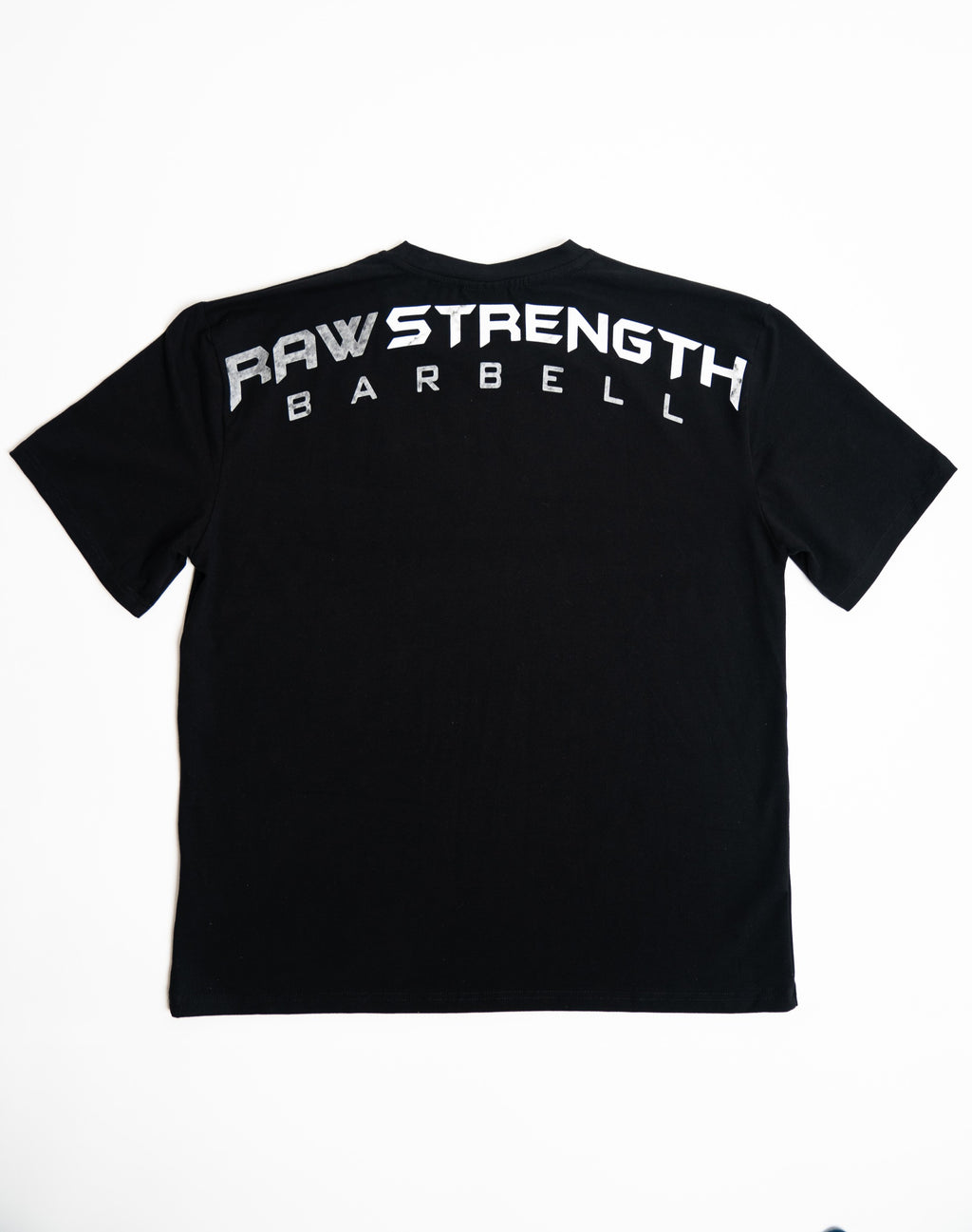 RAW STRENGTH BARBELL UNISEX PURE BLACK MARBLE FONT OVERSIZED T-SHIRT