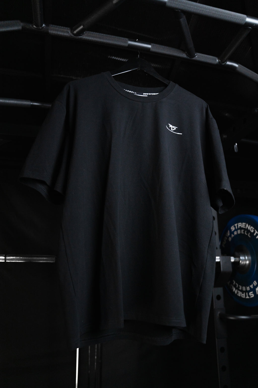 RAW STRENGTH BARBELL UNISEX PURE BLACK MARBLE FONT OVERSIZED T-SHIRT