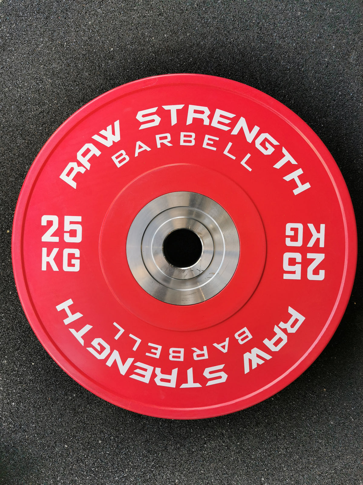 RAW STRENGTH BARBELL PREMIUM COMPETITION RED COLOUR BUMPER PLATE 25KG (PAIR)