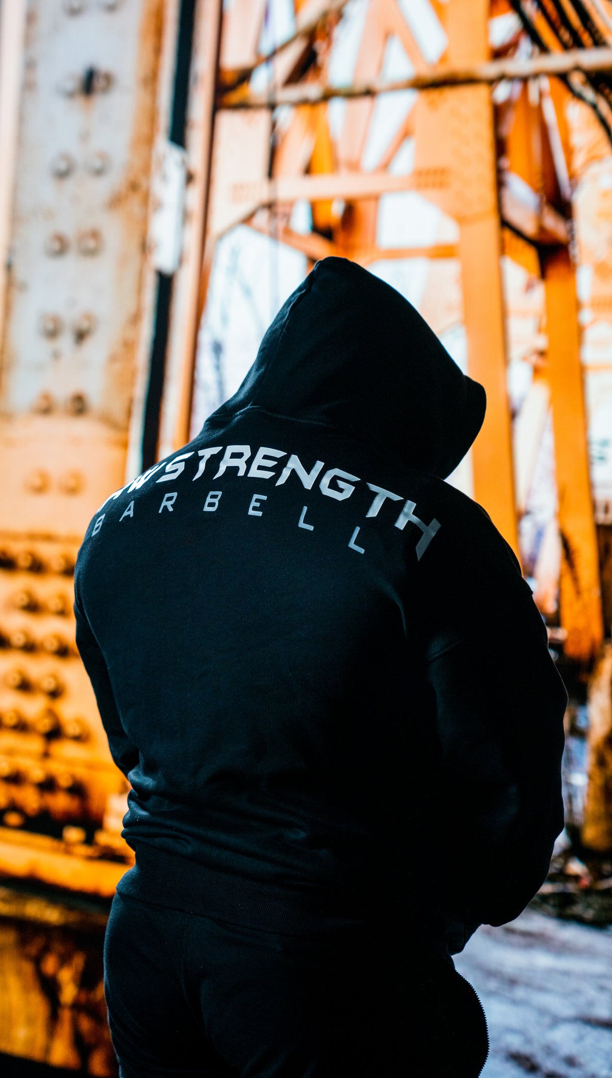 RAW STRENGTH BARBELL UNISEX JET BLACK OVERSIZED ZIP HOODIE