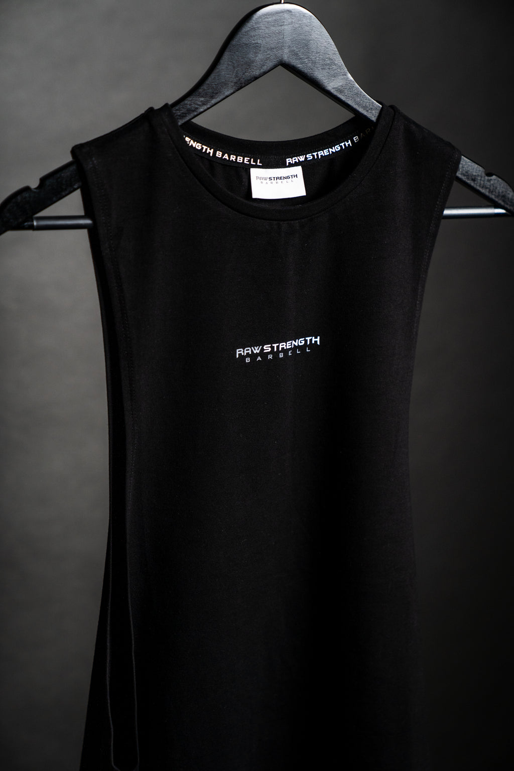 Raw Strength Barbell Essentials Jet Black Drop Arm Tank – image 4
