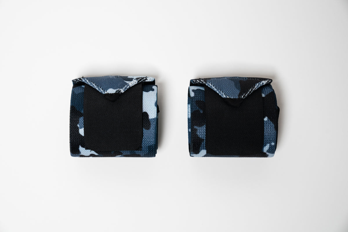 RAW STRENGTH BARBELL NAVY BLUE CAMO WRIST WRAPS