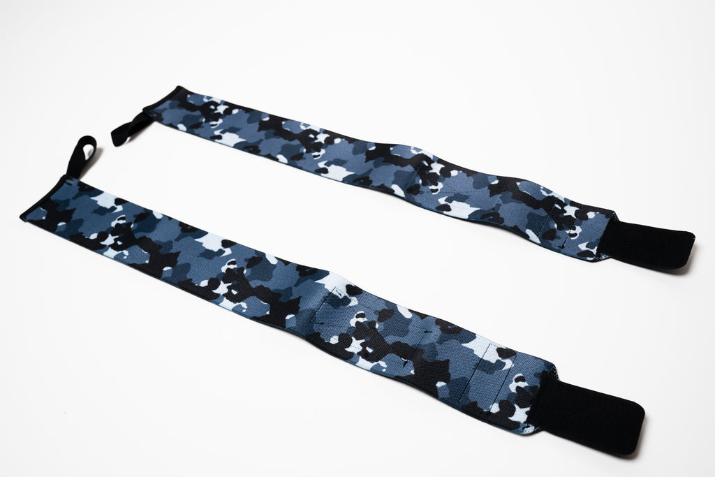 RAW STRENGTH BARBELL NAVY BLUE CAMO WRIST WRAPS