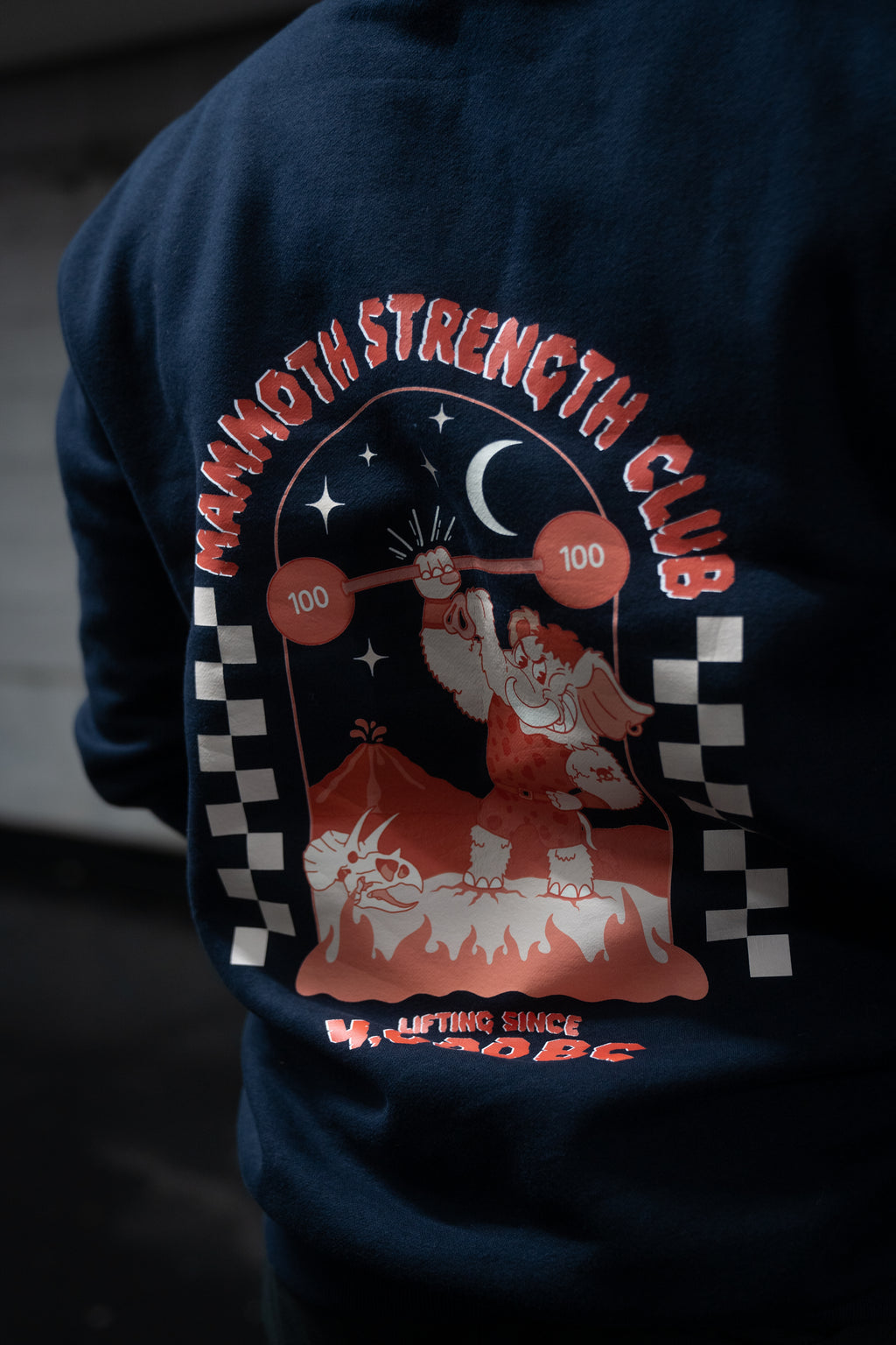 Mammoth x Raw Strength Barbell - Jurassic Hoodie - Red/Black