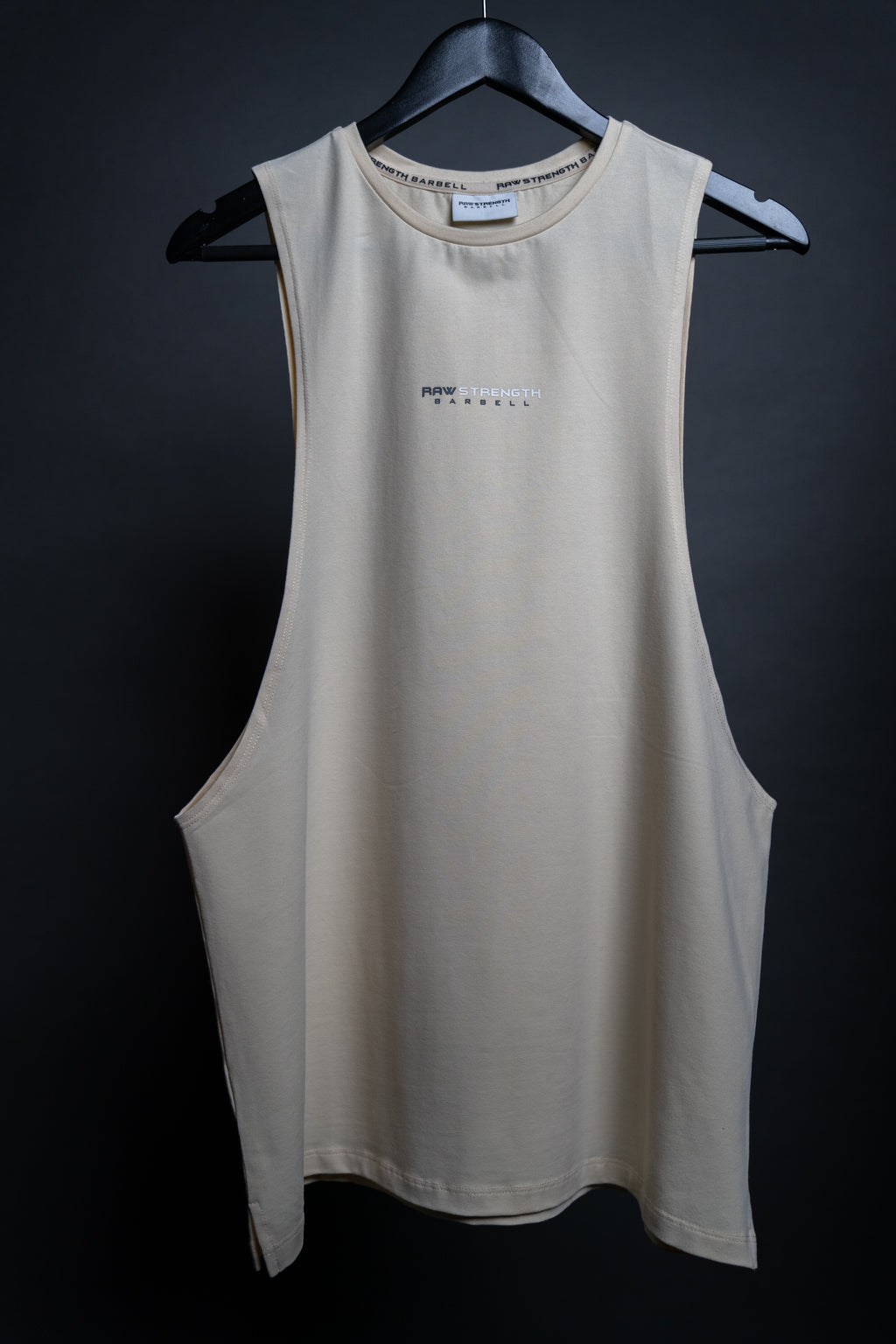 RAW STRENGTH BARBELL ESSENTIALS SANDSTONE BEIGE DROP ARM TANK