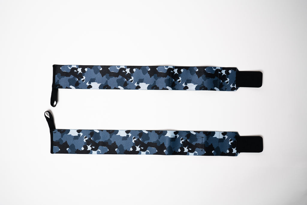 RAW STRENGTH BARBELL NAVY BLUE CAMO WRIST WRAPS