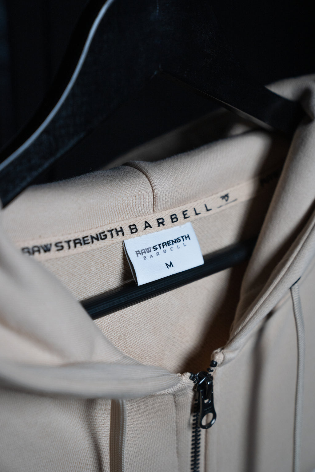 RAW STRENGTH BARBELL UNISEX LATTE BROWN OVERSIZED ZIP HOODIE