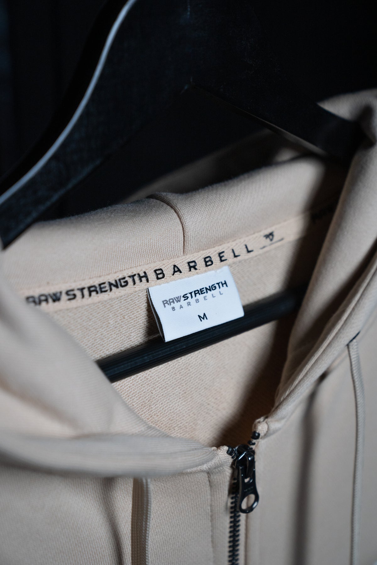 RAW STRENGTH BARBELL UNISEX LATTE BROWN OVERSIZED ZIP HOODIE