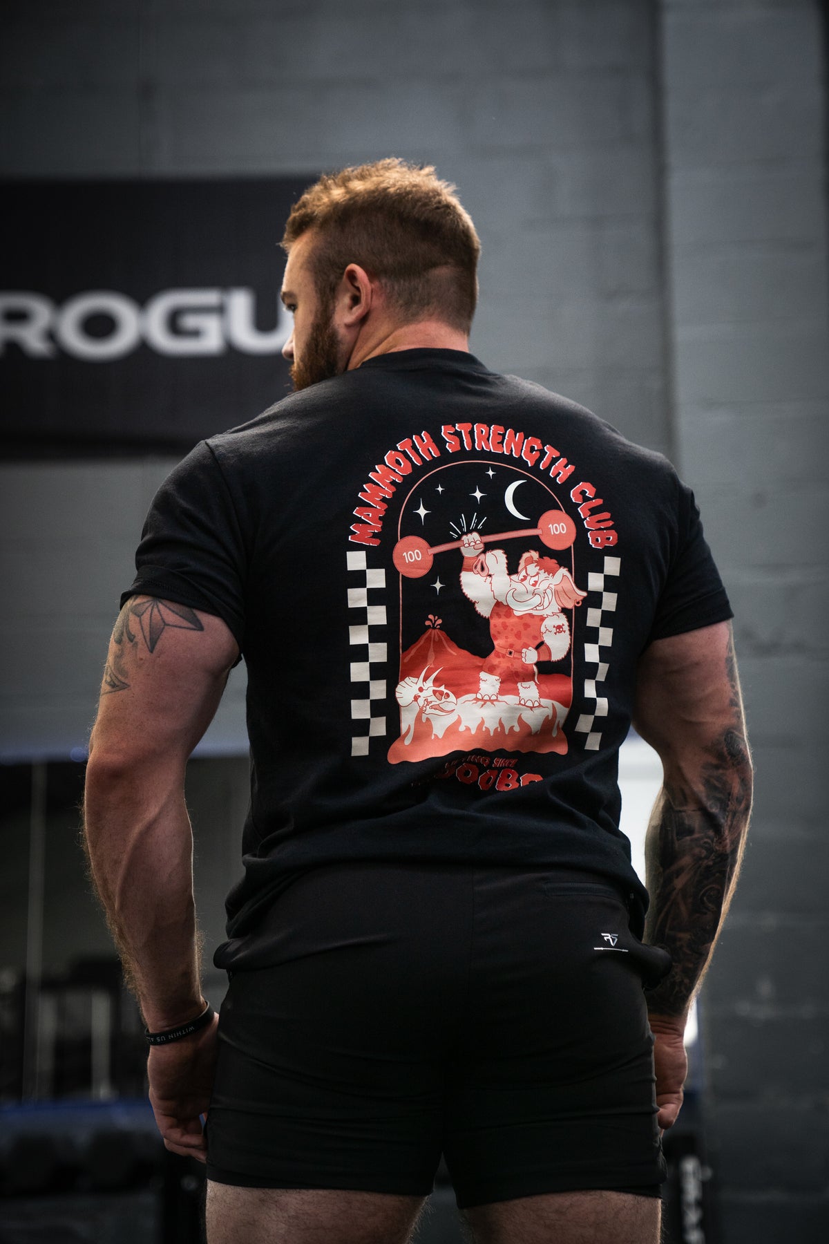 Mammoth x Raw Strength Barbell - Jurassic Tee - Red/Black