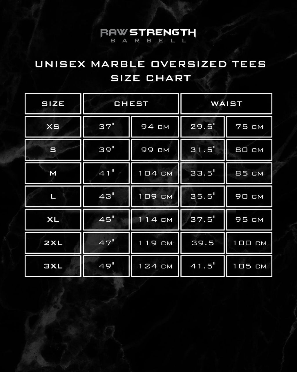 RAW STRENGTH BARBELL UNISEX BLACK MARBLE OVERSIZED T-SHIRT