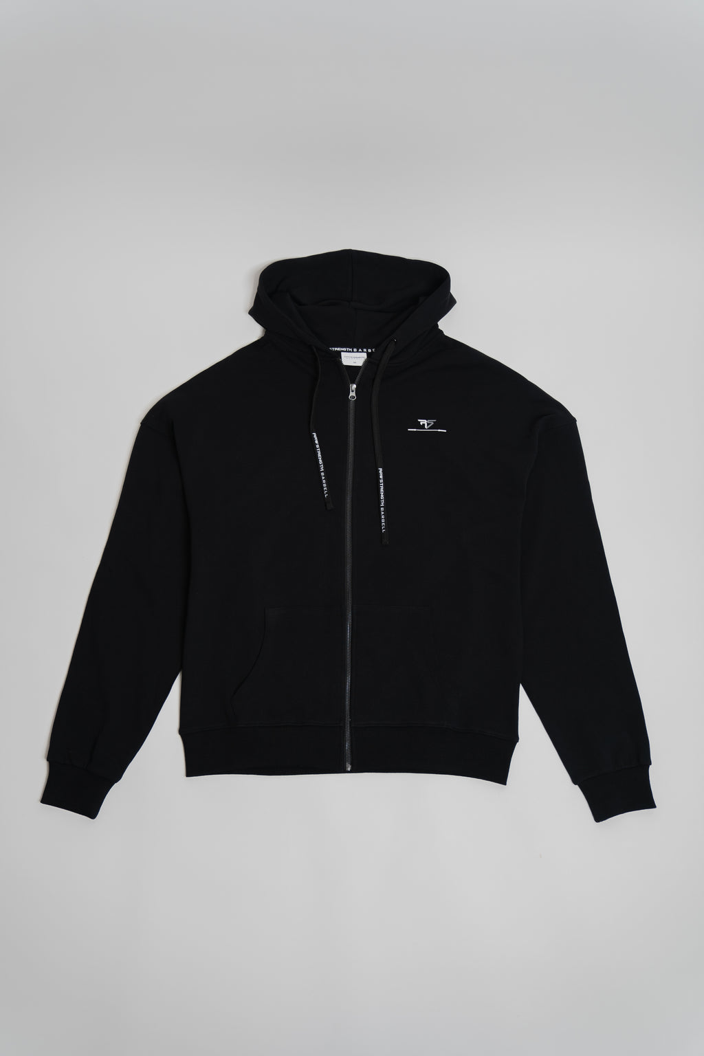 RAW STRENGTH BARBELL UNISEX JET BLACK OVERSIZED ZIP HOODIE