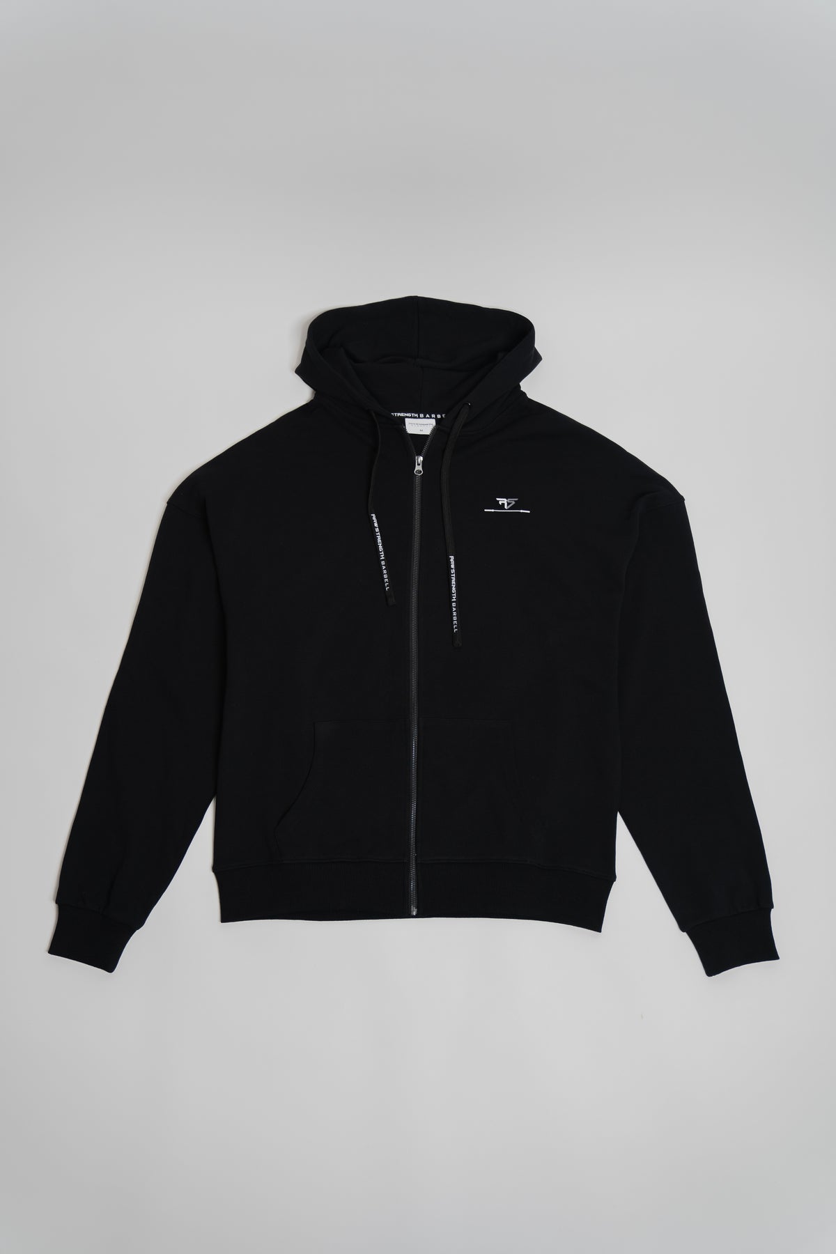 RAW STRENGTH BARBELL UNISEX JET BLACK OVERSIZED ZIP HOODIE