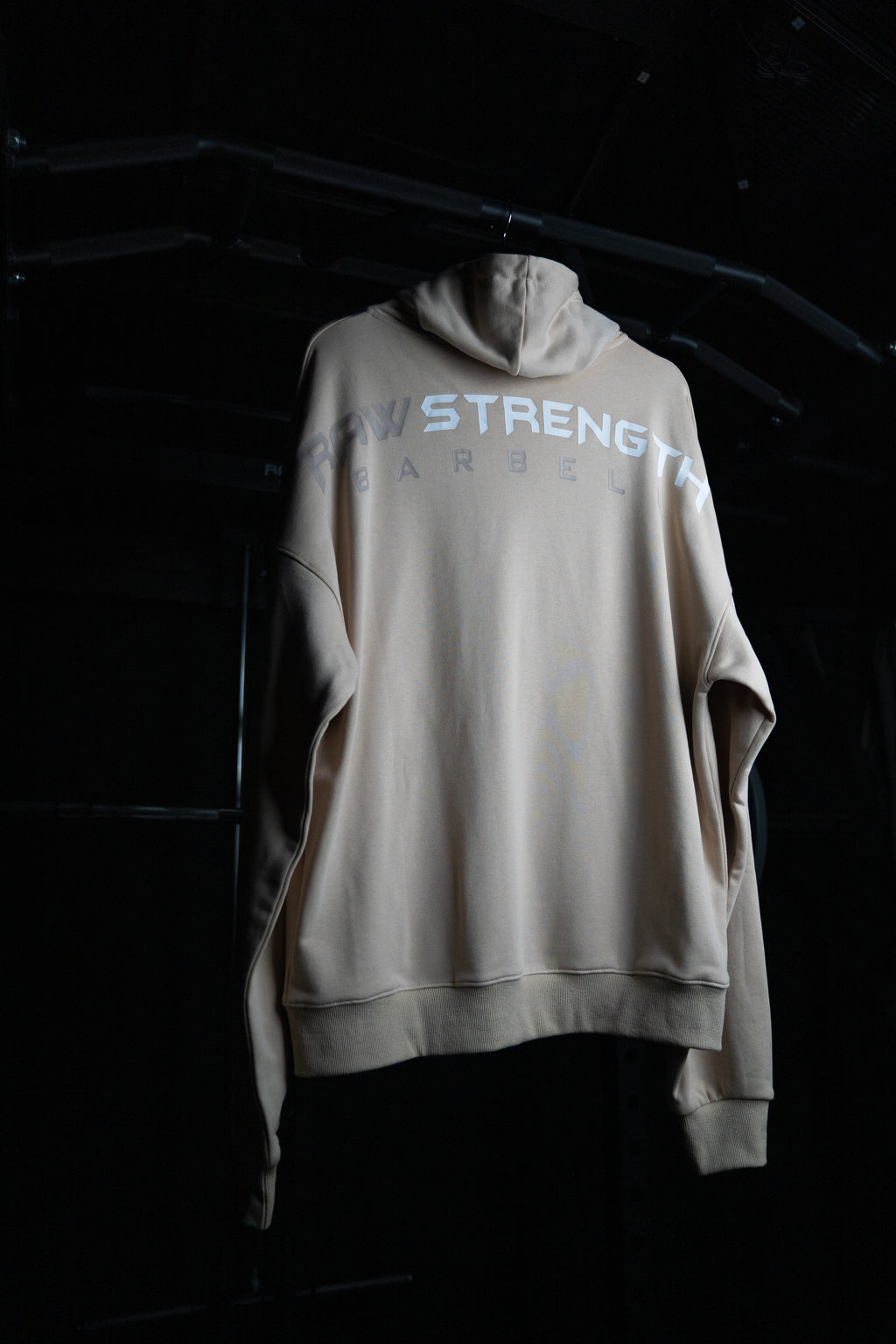 RAW STRENGTH BARBELL UNISEX LATTE BROWN OVERSIZED ZIP HOODIE