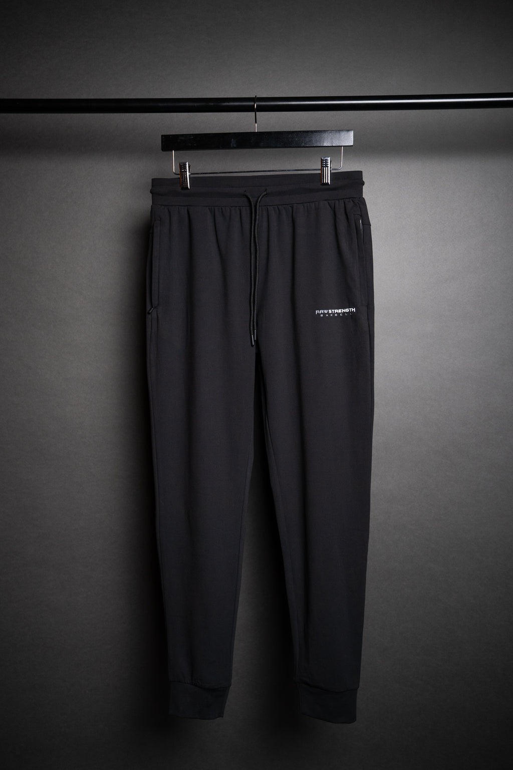 RAW STRENGTH BARBELL UNISEX PERFORMANCE BLACK 4-WAY STRETCH JOGGERS