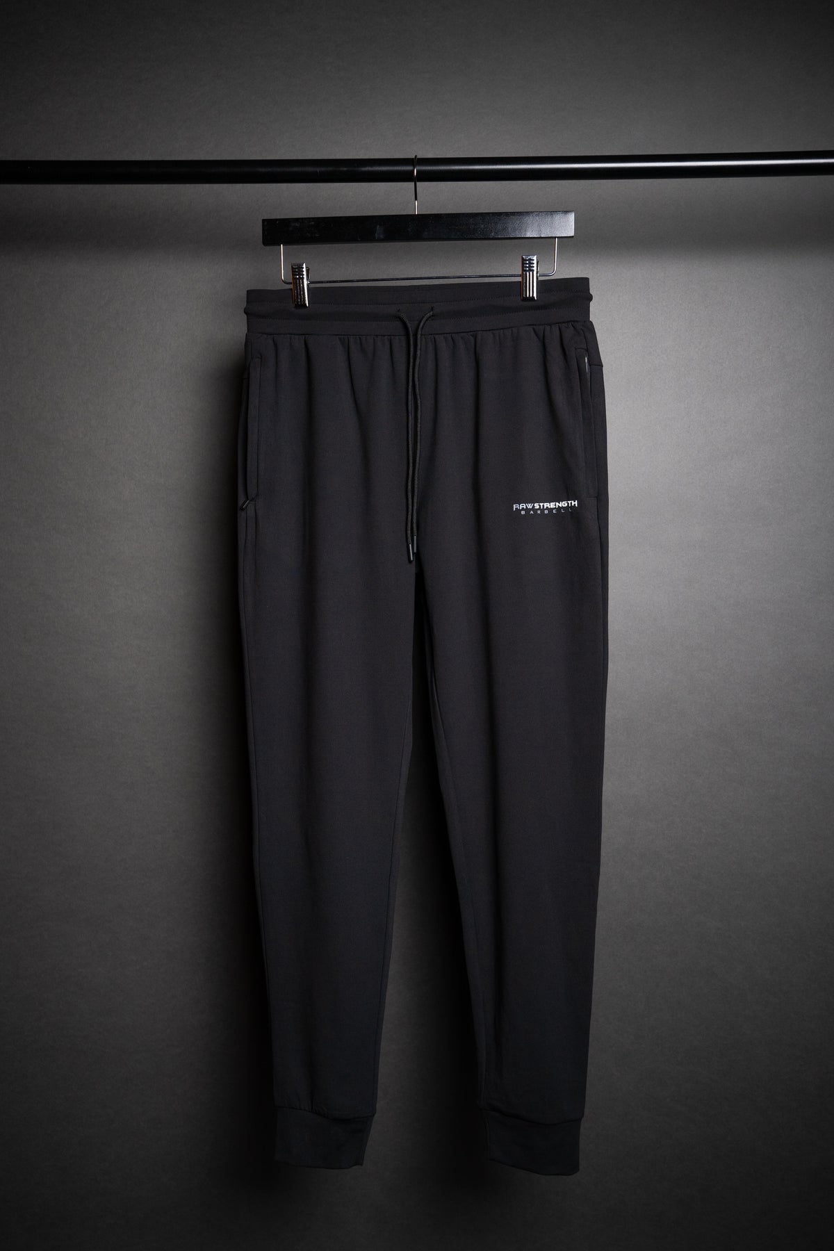 RAW STRENGTH BARBELL UNISEX PERFORMANCE BLACK 4-WAY STRETCH JOGGERS