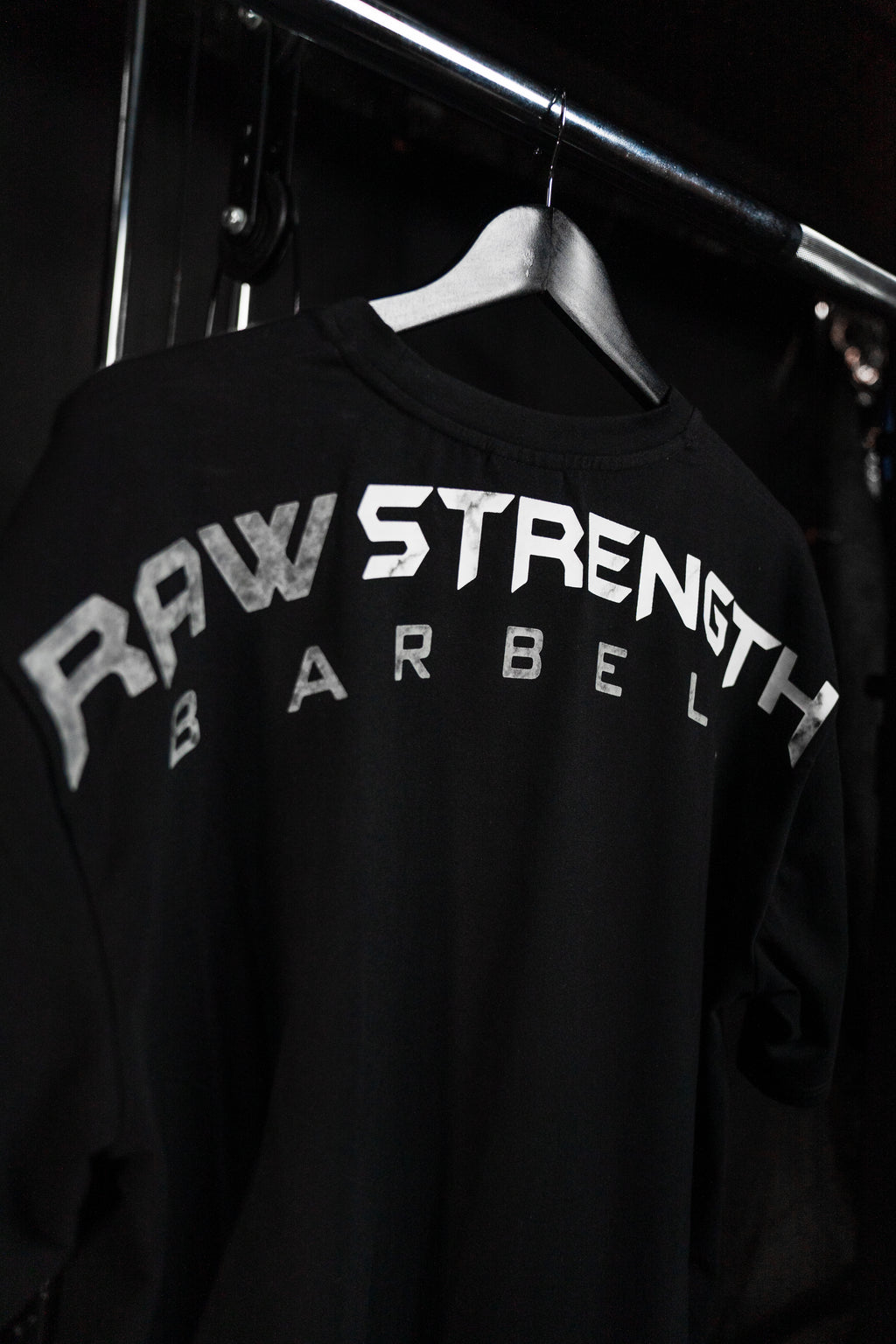 RAW STRENGTH BARBELL UNISEX PURE BLACK MARBLE FONT OVERSIZED T-SHIRT