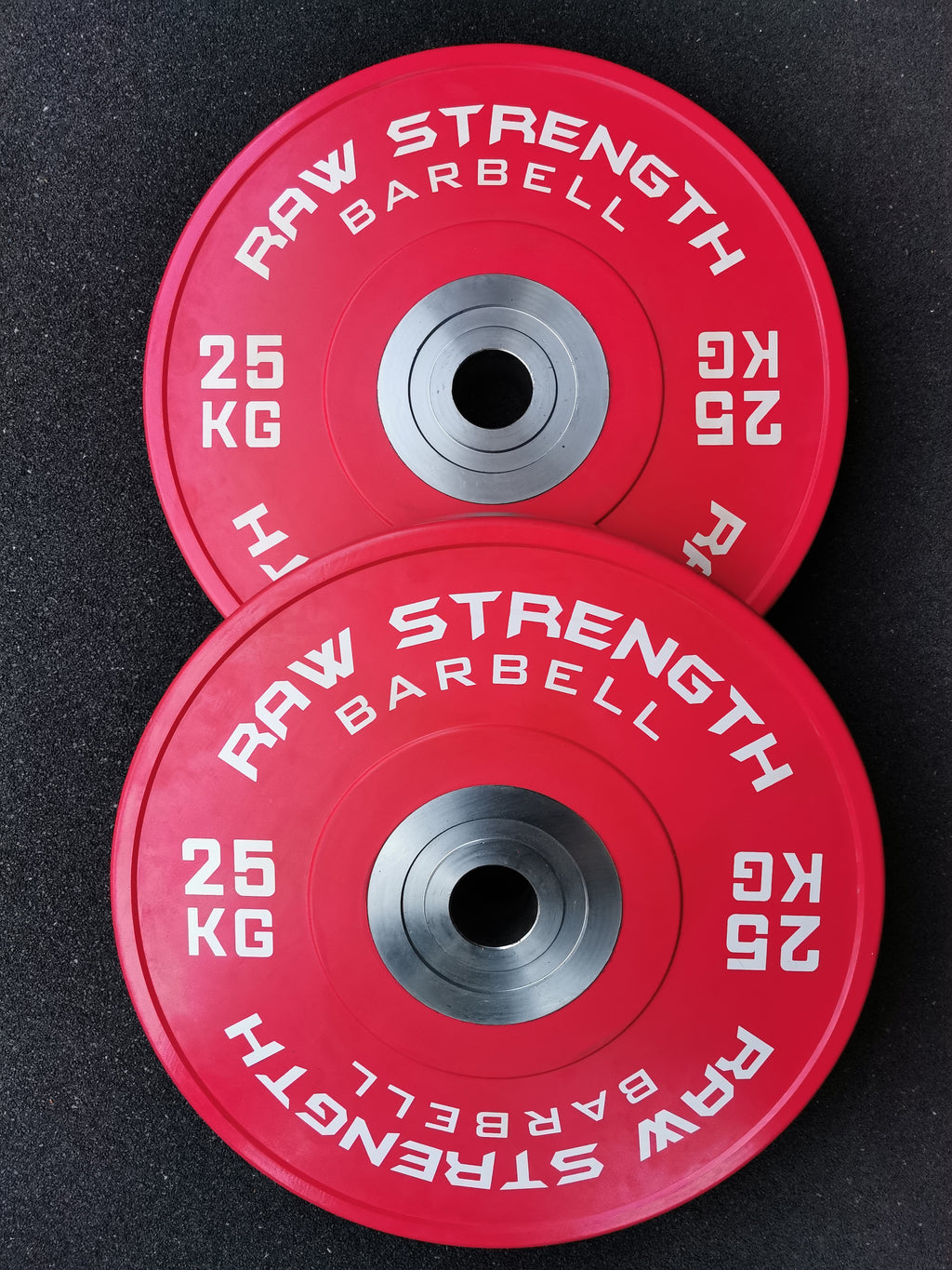 RAW STRENGTH BARBELL PREMIUM COMPETITION RED COLOUR BUMPER PLATE 25KG (PAIR)