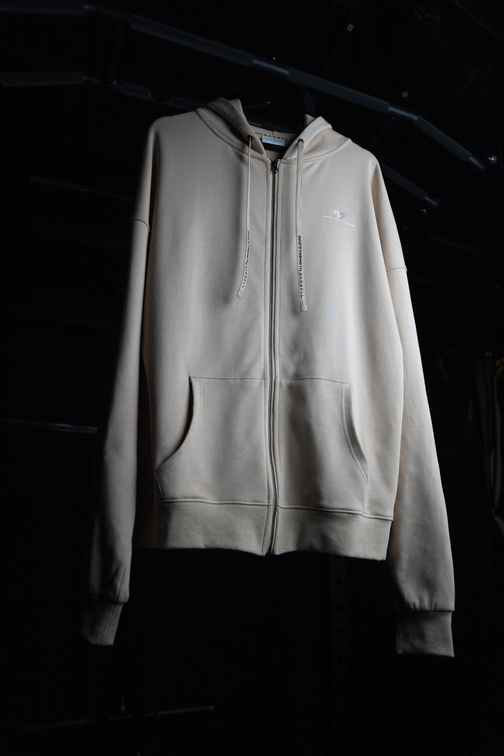 RAW STRENGTH BARBELL UNISEX LATTE BROWN OVERSIZED ZIP HOODIE