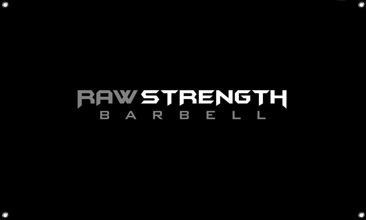 RAW STRENGTH BARBELL WORD LOGO WALL FLAG