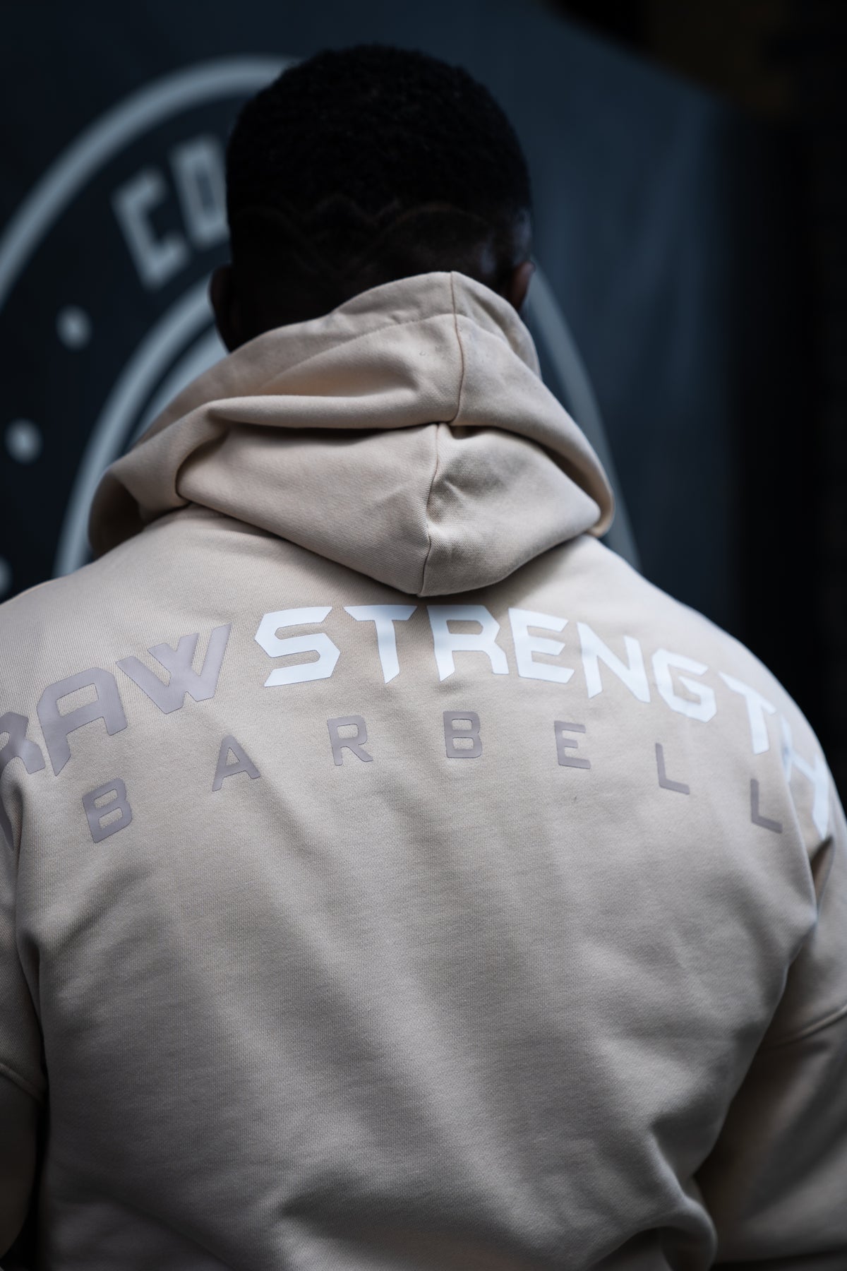 RAW STRENGTH BARBELL UNISEX LATTE BROWN OVERSIZED ZIP HOODIE