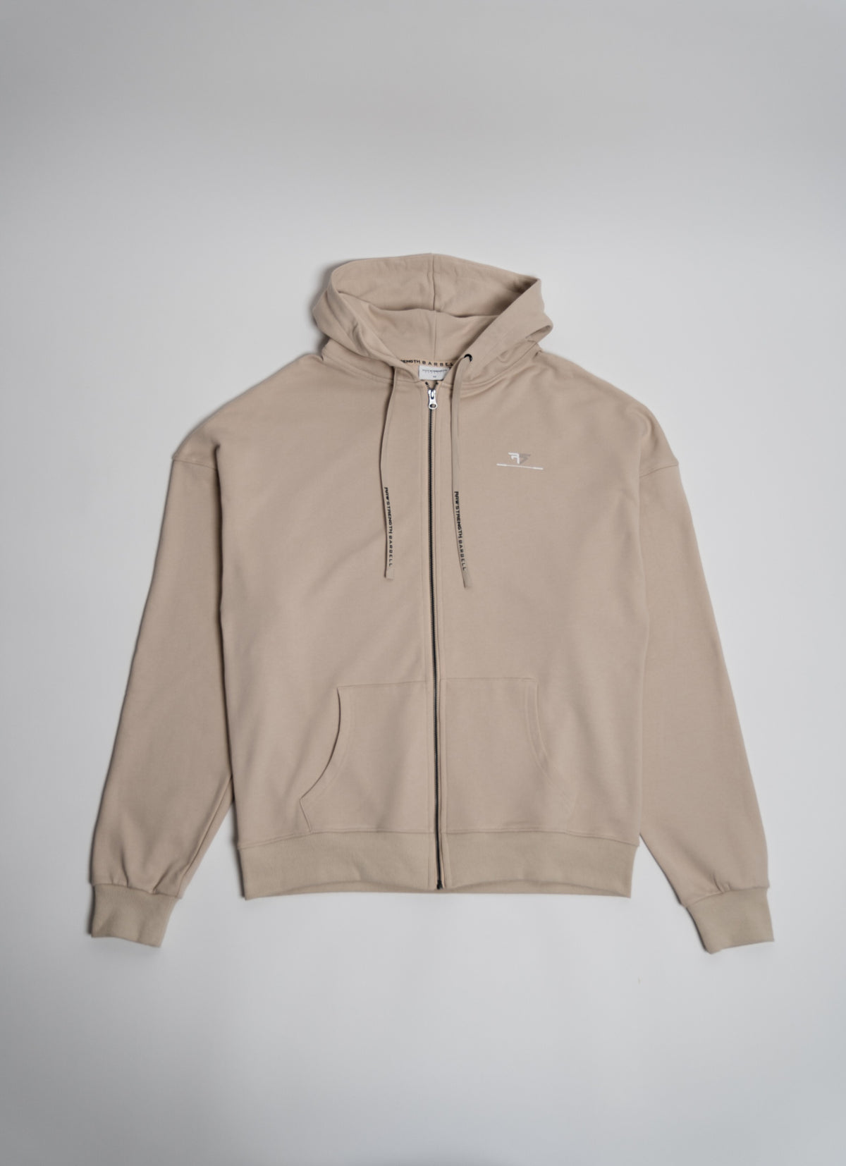 RAW STRENGTH BARBELL UNISEX LATTE BROWN OVERSIZED ZIP HOODIE